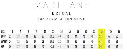 madi lane bridal size chart